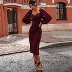 R&B | Ein-Wort-Schulter rückenfreies schlankes Kleid