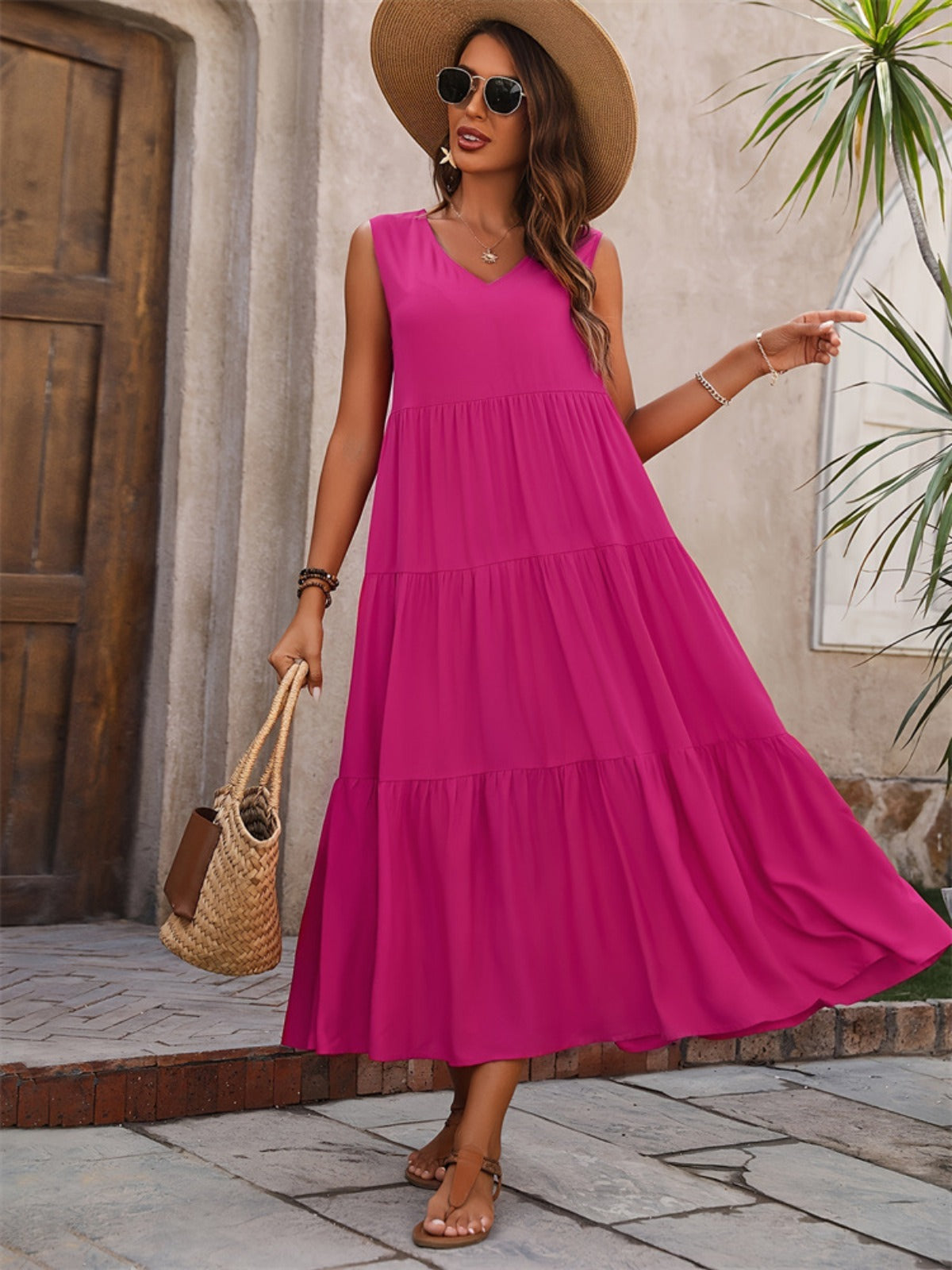 R&B | Spleißkleid mit V-Ausschnitt