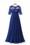 Damen Elegantes Abendkleid mit floralen Spitzenakzenten und schwingendem Rock R&B