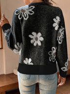 R&B | Weiche Strickjacke mit Blumenmuster Acryl Wärme und Stil