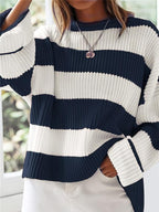 R&B | Strickpullover mit Streifen Lockerer Sitz Lässig und Komfortabel