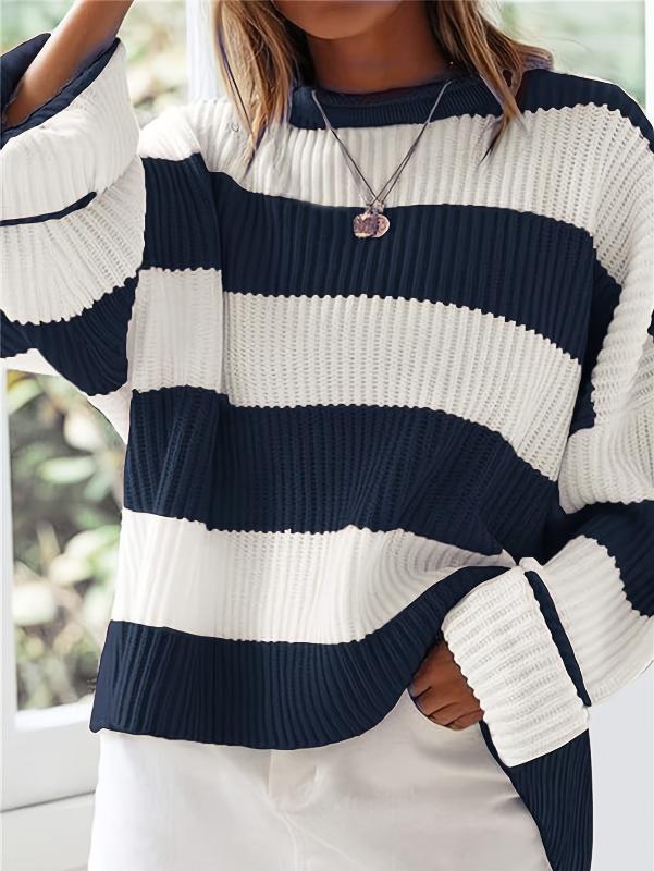 R&B | Strickpullover mit Streifen Lockerer Sitz Lässig und Komfortabel
