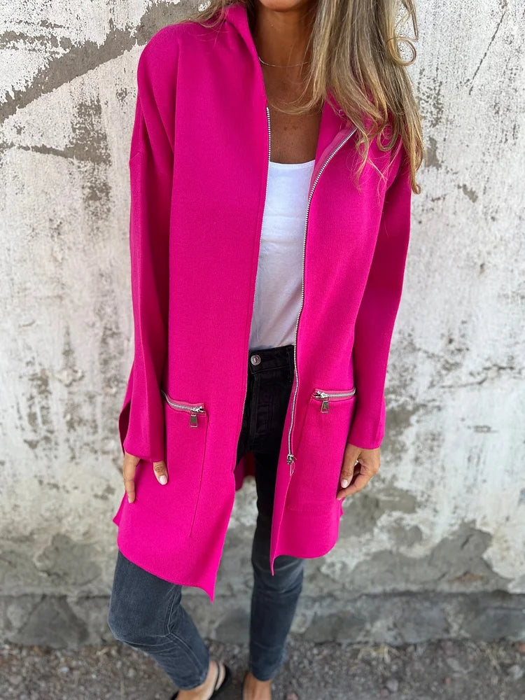 Heidi-Mode | Rundhals-Reißverschluss Langarm Freizeitjacke