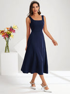 R&B | Elegantes Kleid mit Trägern Dunkelblau Farbe