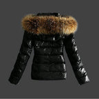 R&B | Jack mit Pelzkragen - stilvolle schwarze Damen Winterjacke