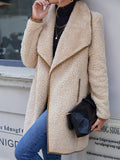 R&B | Lässige Teddyjacke mit Offener Kragen Polyester Komfort und Stil