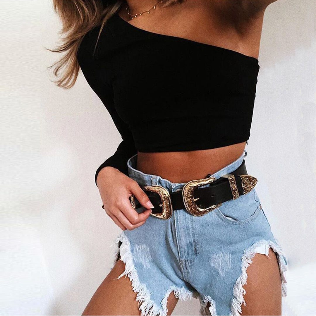 Damen Schulterfreies Crop-Top R&B