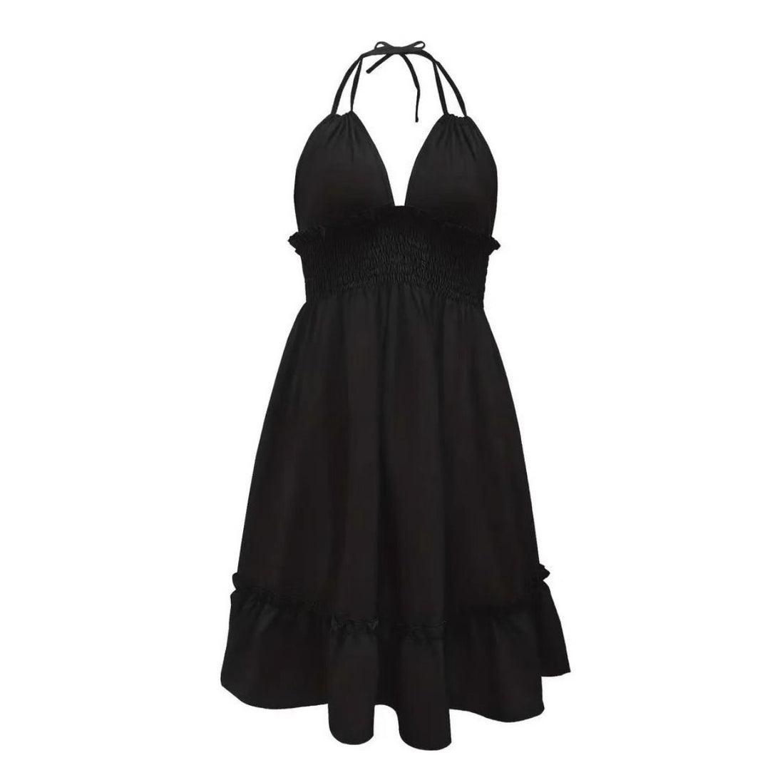 R&B | Tiefes V-Seil-Sling-Neckholder-Kleid