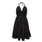 R&B | Tiefes V-Seil-Sling-Neckholder-Kleid