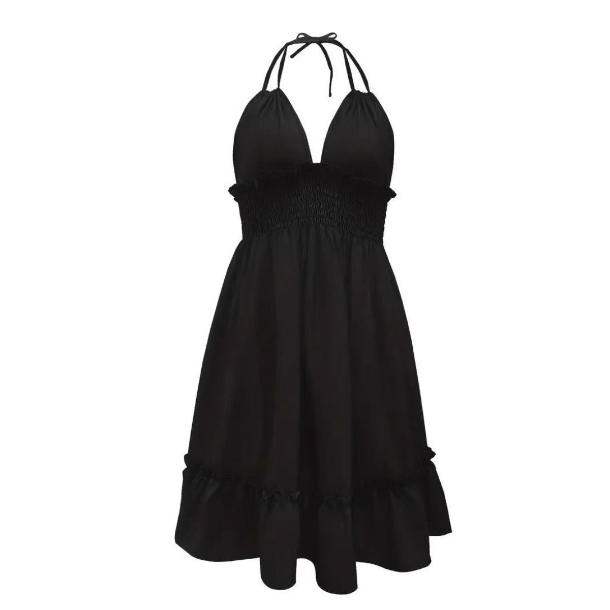 R&B | Tiefes V-Seil-Sling-Neckholder-Kleid