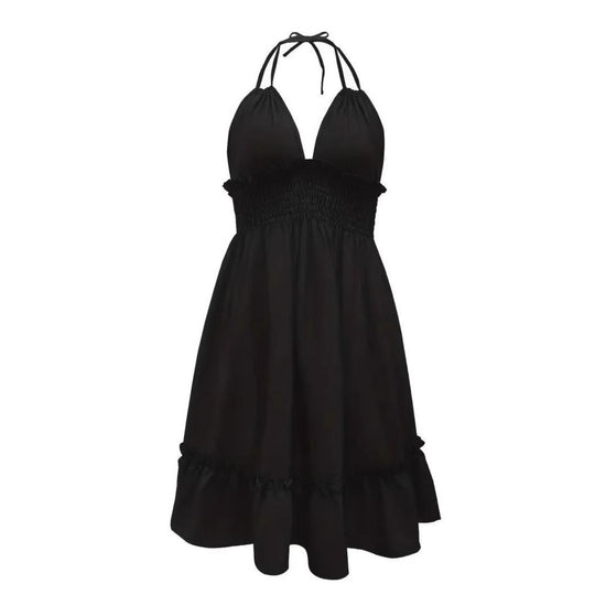 R&B | Tiefes V-Seil-Sling-Neckholder-Kleid