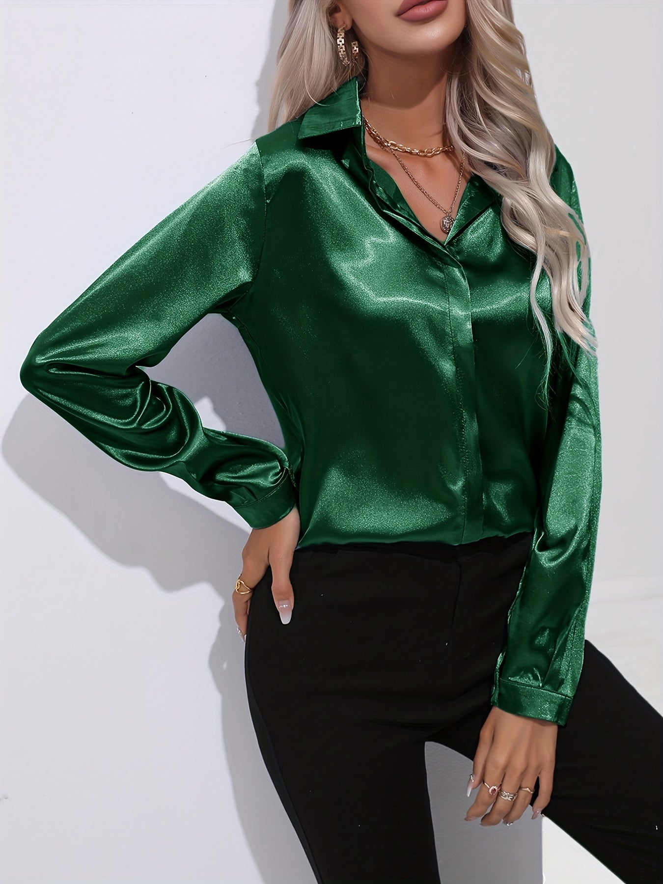 EB | Damen Elegante Satinbluse
