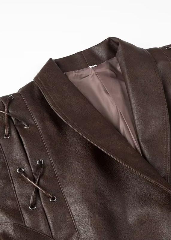 R&B | Leder Wickeljacke mit Gürtel