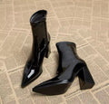 R&B | Lackleder Stiefeletten mit Blockabsatz
