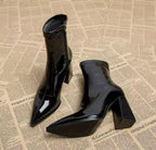 R&B | Lackleder Stiefeletten mit Blockabsatz