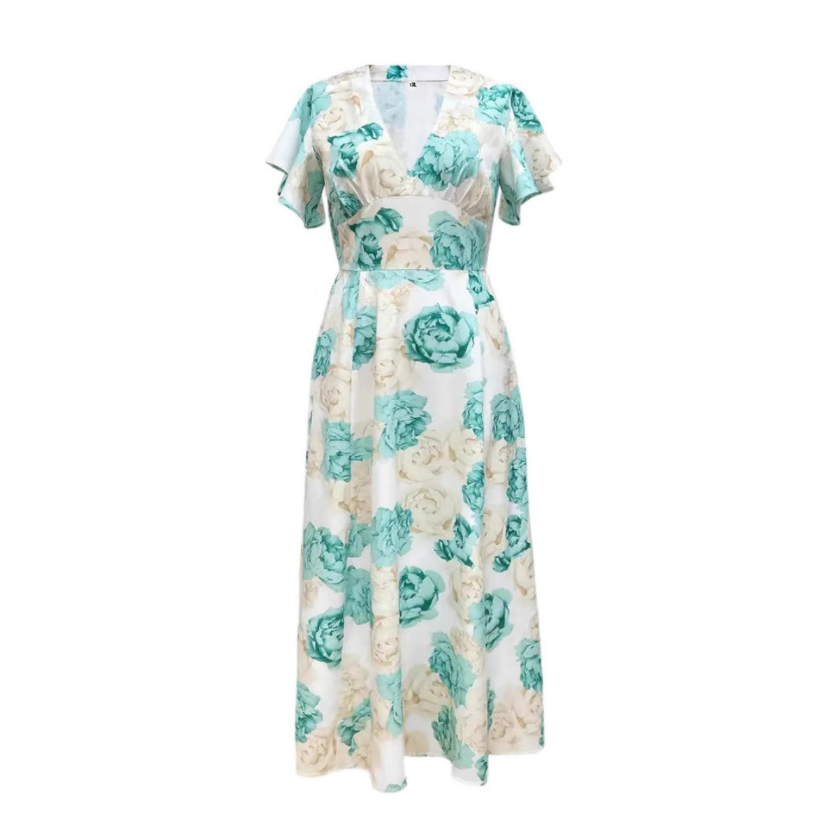 R&B | V-Ausschnitt Temperament elegant große Größe gedruckt Kleid
