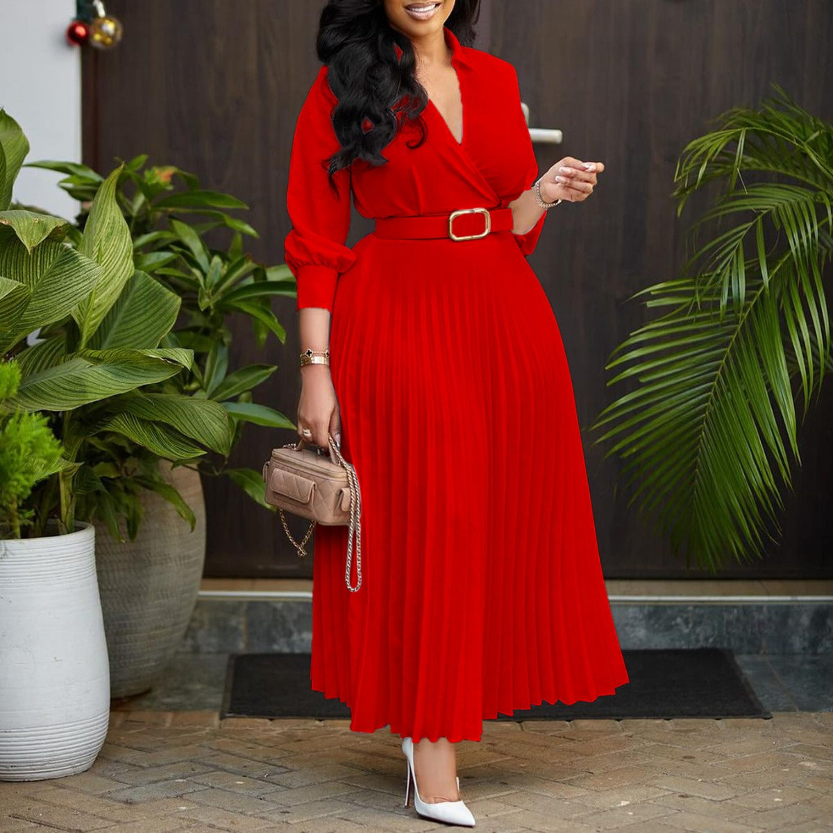 R&B | Women 's solide Farbe große Größe Kleid