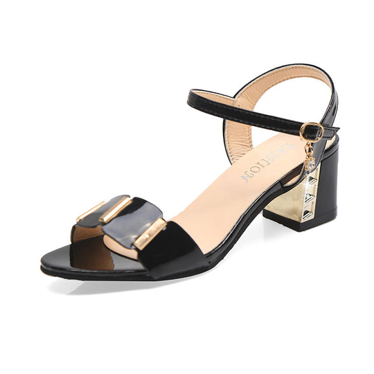 Damen elegante Riemchen-Sandalen mit glamourösem Blockabsatz und unverwechselbaren Details R&B