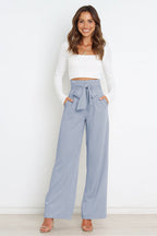 R&B | Hohe Taille Paperbag Hose mit Schleifendetail