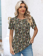 R&B | Plissee-T-Shirt mit Rundhalsausschnitt