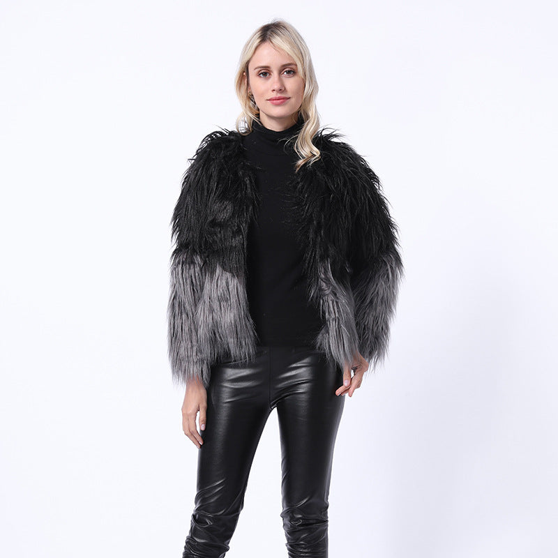 Damen Extravaganter Kunstpelzbollerjacke mit hochgeschlossenem Kragen R&B