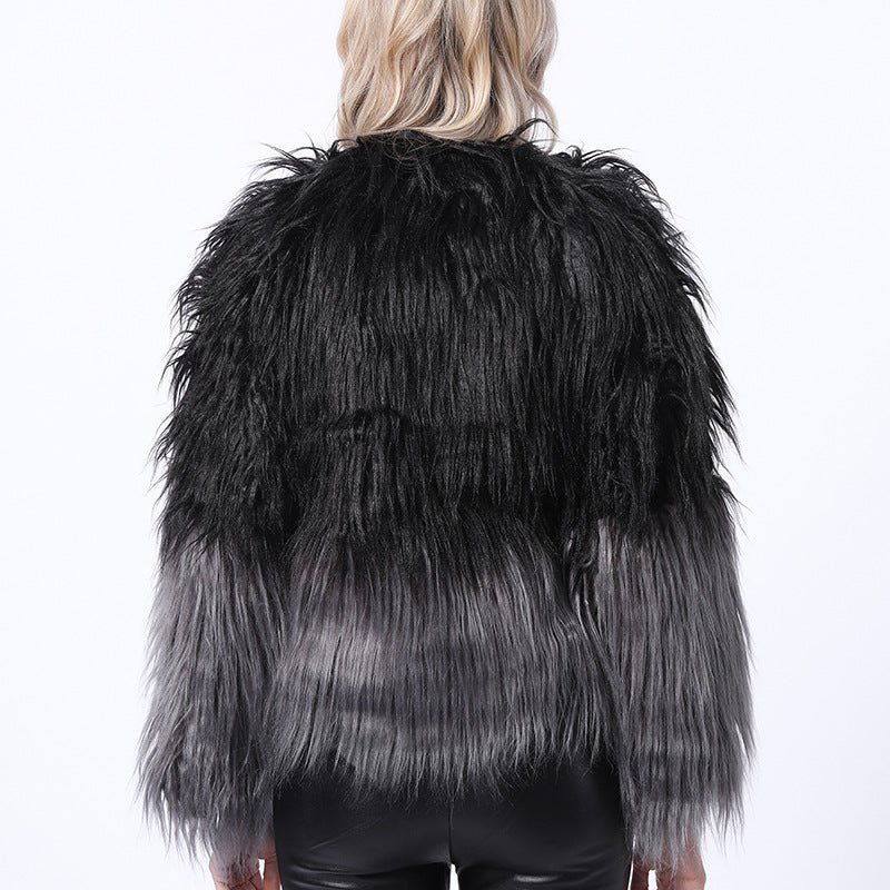 Damen Extravaganter Kunstpelzbollerjacke mit hochgeschlossenem Kragen R&B