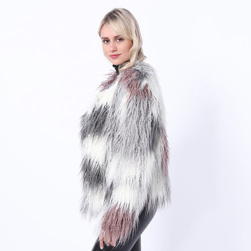 Damen Modische Kunstpelzjacke mit auffälligem Design R&B