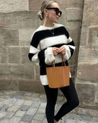 R&B | Blockstreifen Strick Lockerer Pullover