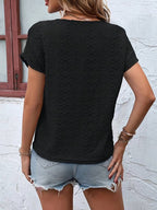 EB – T-Shirt Mit Eingekerbtem Ausschnitt Und Lochstickerei
