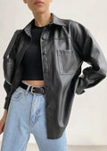 R&B | Kunstleder Button-Up Jacke