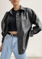 R&B | Kunstleder Button-Up Jacke