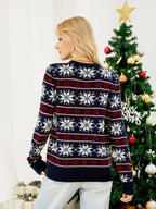 R&B | Weihnachts Freizeit Schneeflocken Bestickter Strickpullover