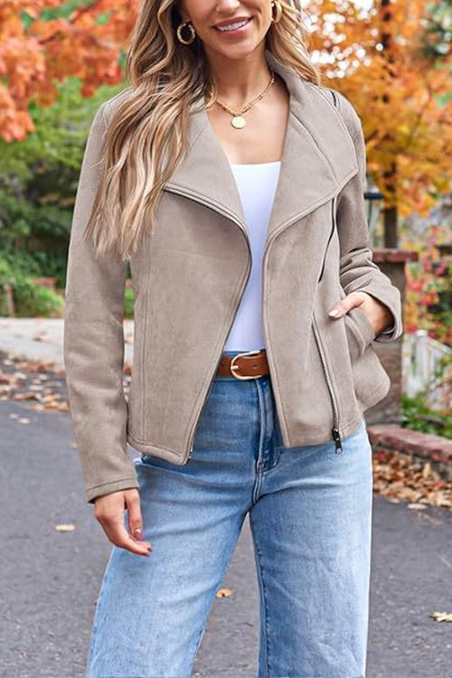 R&B | Up Pocketed Faux Suede Motorradjacke (in 7 Farben)