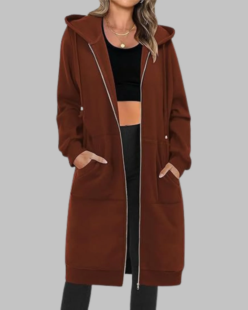 R&B | Lässige Zip-Up Übergroße Lange Jacke
