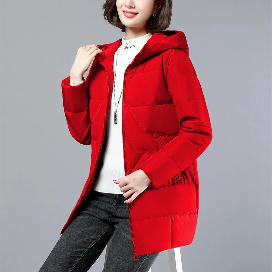 R&B | Elegante unifarbene gerippte gesteppte Jacke mit Reißverschluss ideal für Herbst/Winter