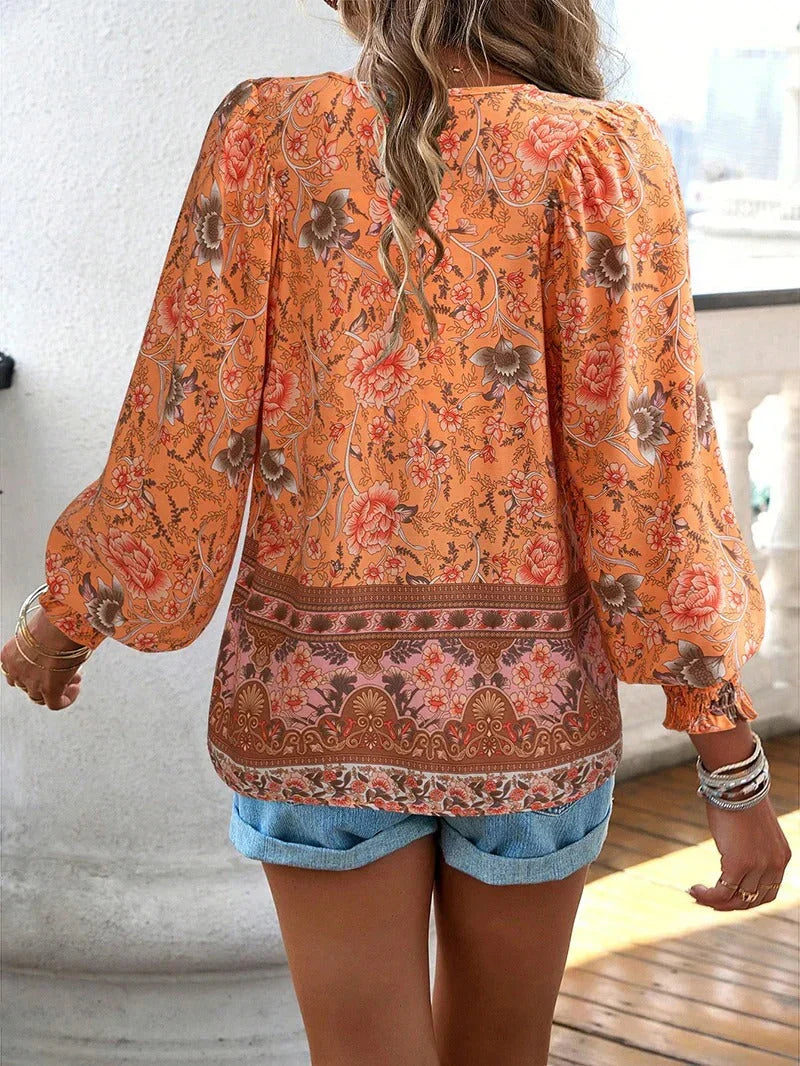 R&B | Blumenbluse Mit Langen Ärmeln Für Damen