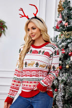 R&B | Weihnachtlicher Rundhals bestickter Strickpullover