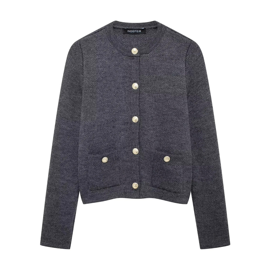 R&B | Lässiger Cardigan mit goldenem Knopfverschluss für Damen