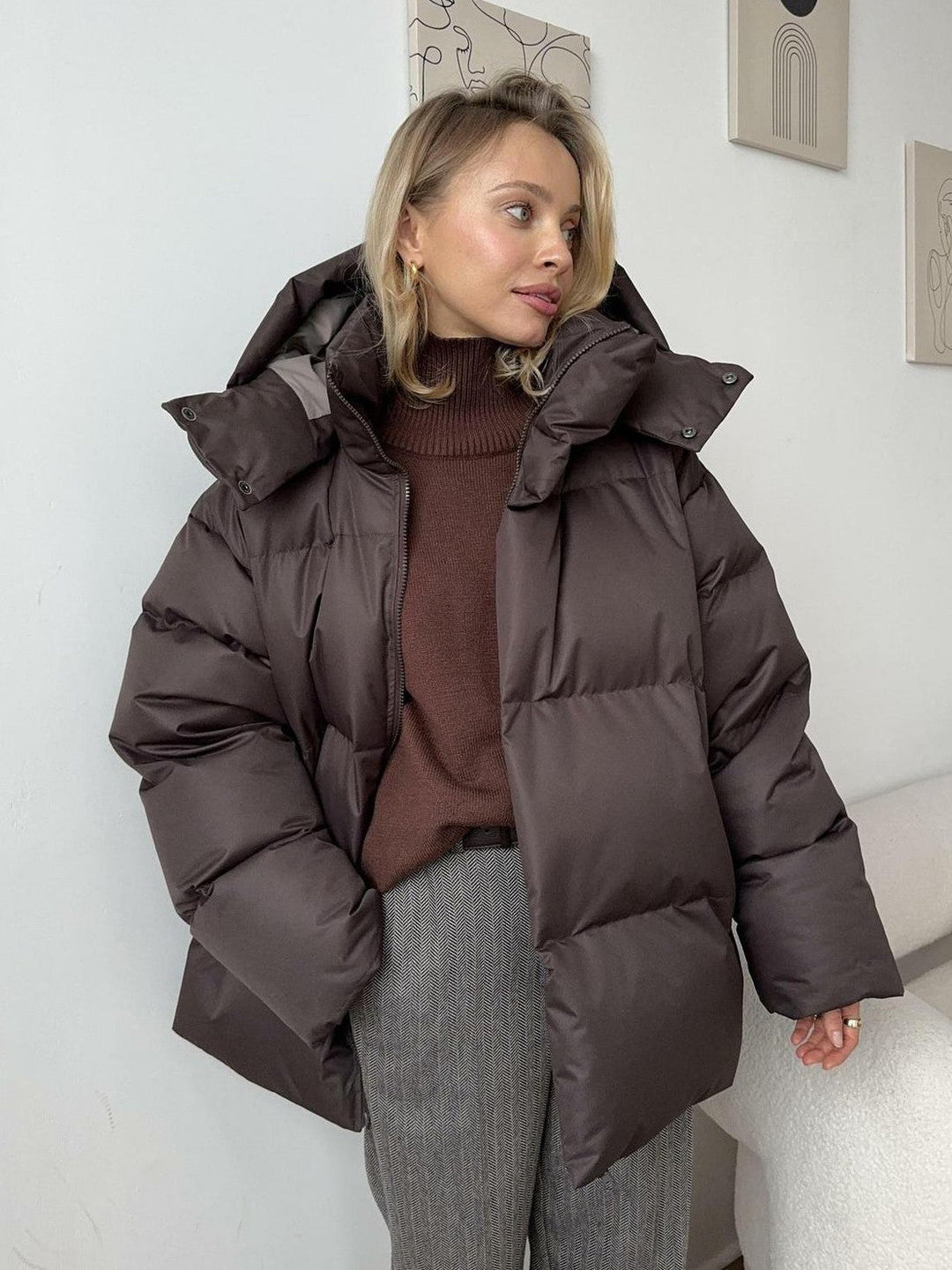R&B | Gepolsterte Kurzjacke mit Kapuze