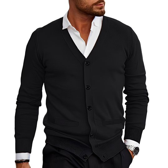R&B | Eleganter Cardigan mit Knopfblende für Herren