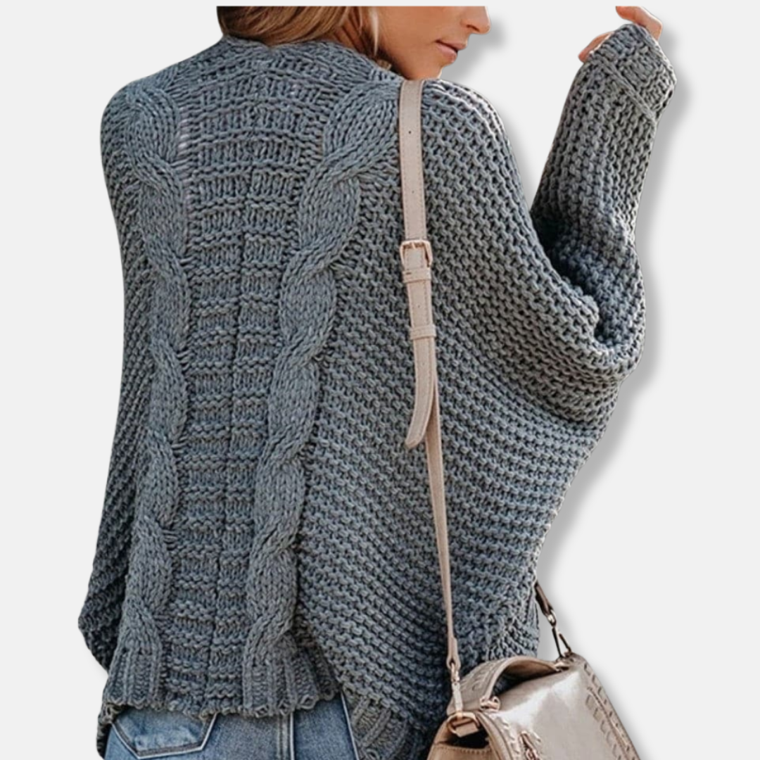 R&B | Woll Übergroßer Cardigan Gerippter Offener Fronttaschen Cardigan