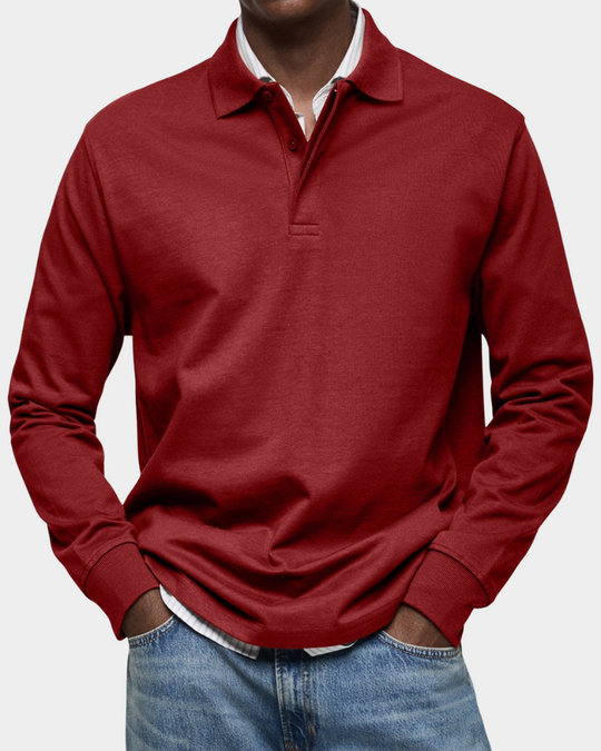 Herren Professionelles Langarm-Poloshirt