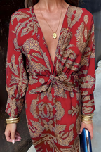 R&B | Knotendes V-Ausschnitt Maxikleid