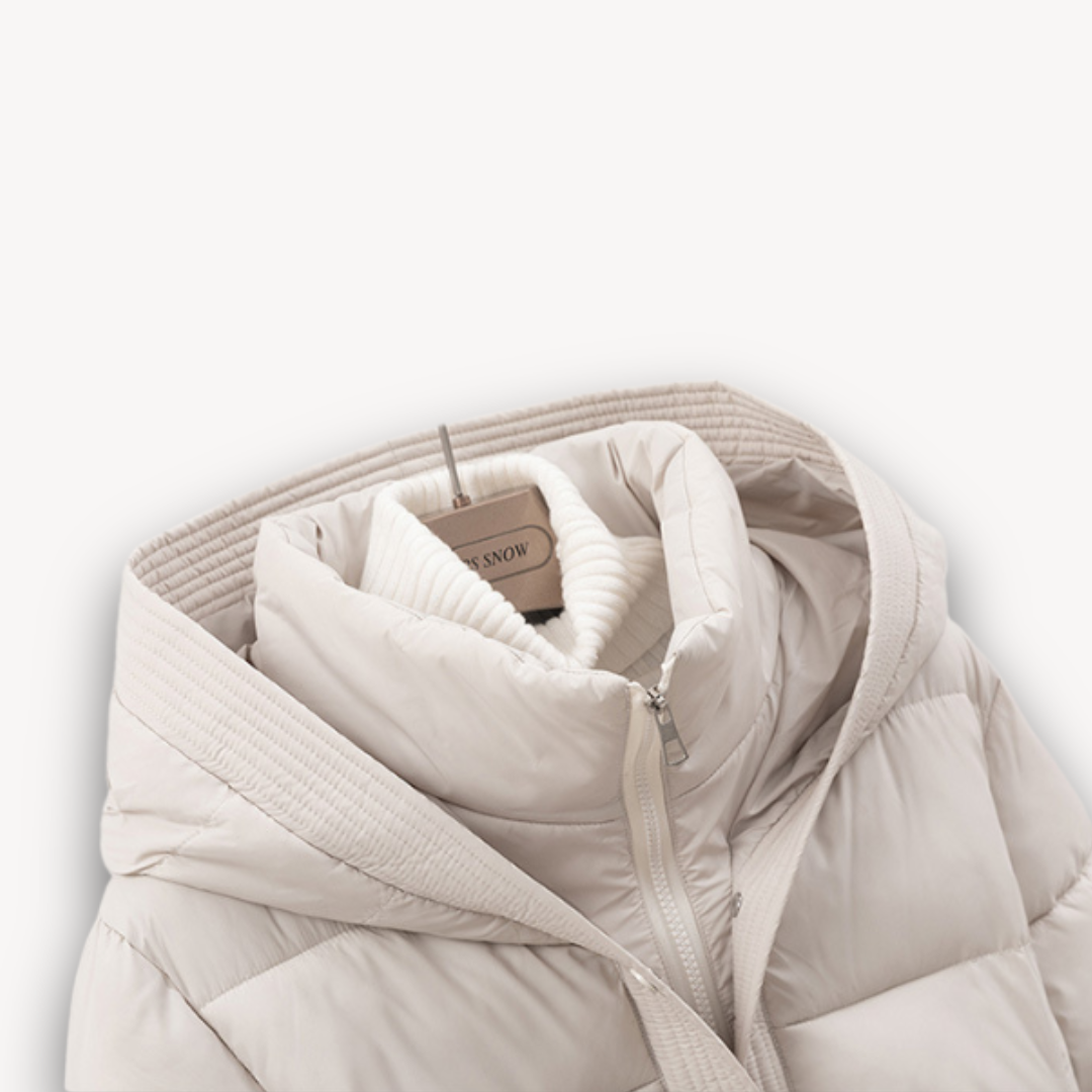 R&B | Damen Pufferjacke mit Kapuze und Gürtel