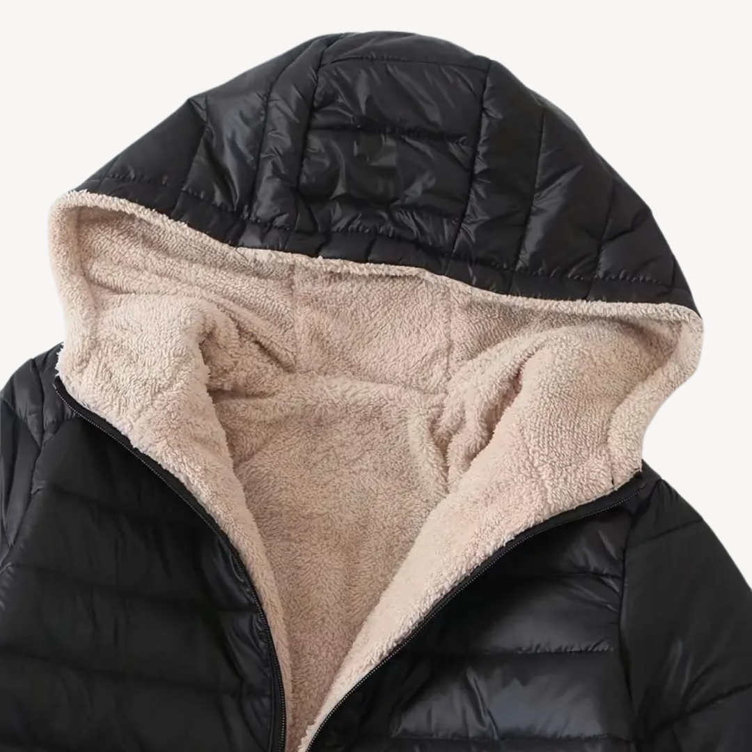 R&B | Damen Kunstpelz Futter Gesteppte Kapuzenjacke