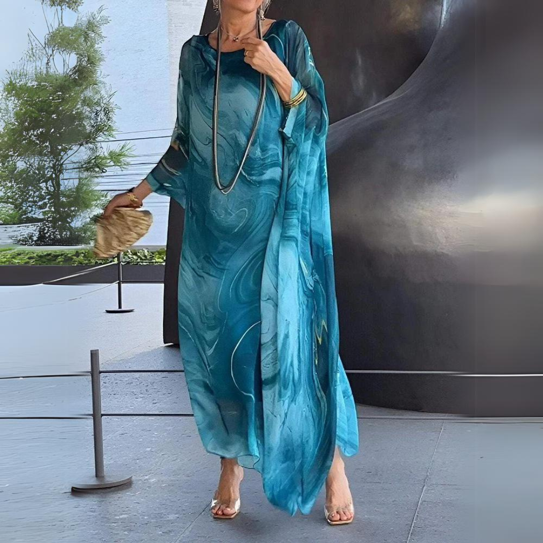 R&B | Bauchbedeckendes Seiden-Chiffon-Kleid