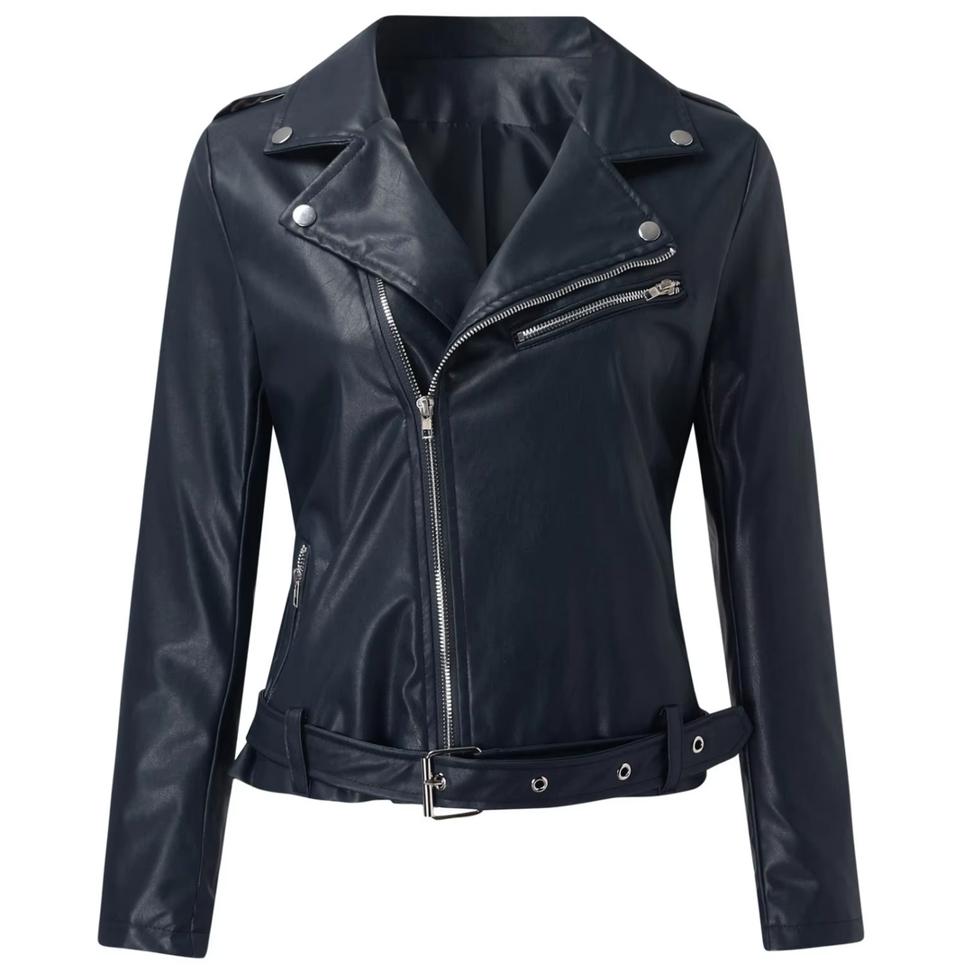 R&B | jacke Damen Biker Modell mit Gürtel und Reißverschlussdetails