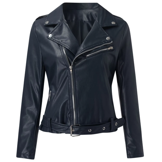 R&B | jacke Damen Biker Modell mit Gürtel und Reißverschlussdetails