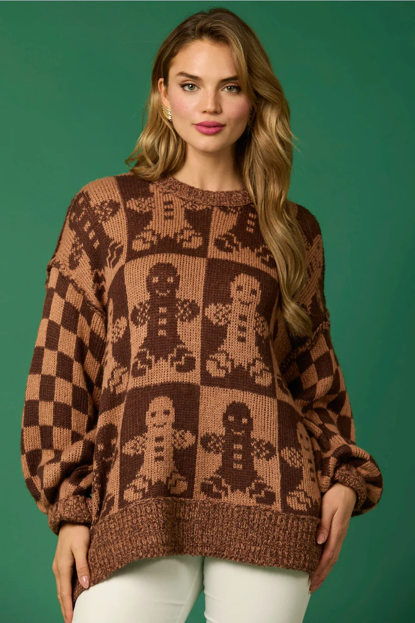 R&B | Zuckerstangen-Weihnachtsnadeln & Lebkuchenmann Strickpullover