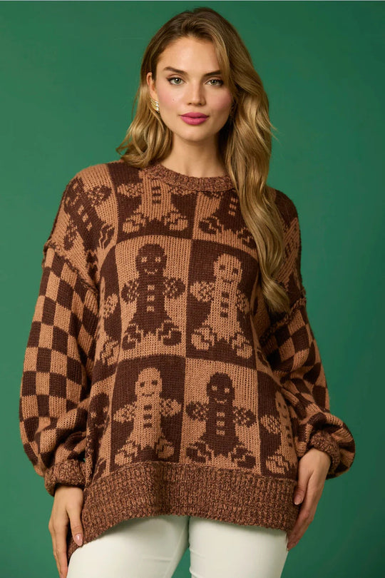 R&B | Zuckerstangen-Weihnachtsnadeln & Lebkuchenmann Strickpullover